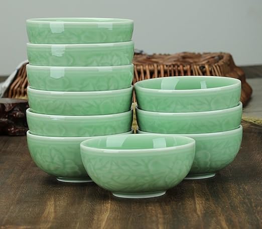 Liuwenan Cerámica Celadon Vajilla 10 4.5 Pulgadas Set Hogar ...