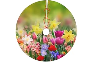 HSBOLEDIY Spring Flowers Summer Christmas Tree Skirts 30", Xmas Tree Cloth Mats Trees Skirts for Decor Gift, Home Decoration