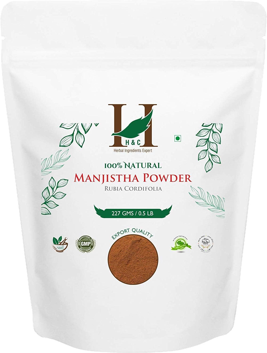 H&C Pure Natural Manjistha Powder (227G (1/2 Lb) 8 Ounces), 227 g (Pack of 1)