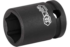 Jetech 3/8 Inch 15mm Drive Standard Impact Socket, Made with Chrome Molybdenum Alloy Steel, Heat Treated, 6-Point Design, Met