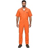 Natural Uniforms Mens Short Sleeve Zip Up Coverall, Stain and Wrinkle Resistant (Orange, Large)