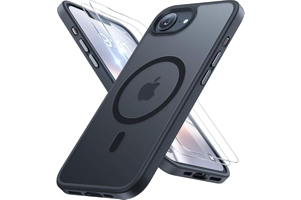 Miracase for iPhone 16e case & iPhone 17e Case for MagSafe [with 2×9H+ Screen Protectors] TOP Military-Grade Protection Shockproof with Velvet Touch for iPhone 16e/17e Phone Case 6.1", Matte Black