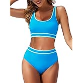 American Trends Womens Bikini Sets Two Piece Swimsuit for Women High Waisted Swim Suit 2025 Sporty Bathing Suit