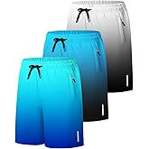 SHOOYING Boys Gradient Athletic Quick Dry Shorts Sets