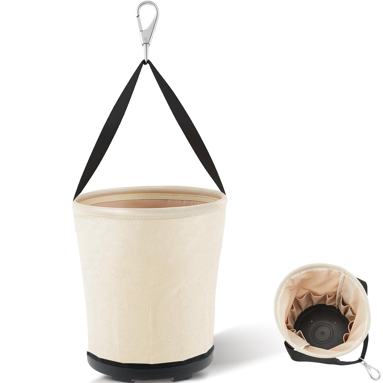 Photo 1 of SilTriangle Heavy Duty Tool Canvas Bucket 12 x 12 x 9 Inches Tapered Wall Bucket Bag with 14 Inner Pockets, Thickened 14 Ounce Canvas, Plastic Bottom High Weight Load, Load Capacity up to 100 Lbs
