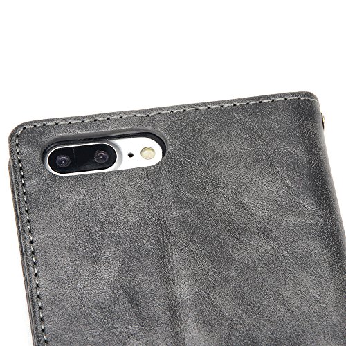 Scheam iPhone 7 Plus iPhone 8 Plus Wallet Leather Case with Protective Durable Women Shell Folio flip Cell Phone Cover Bag with Card Slots,Cash Pocket,Black - Thumbnail 5
