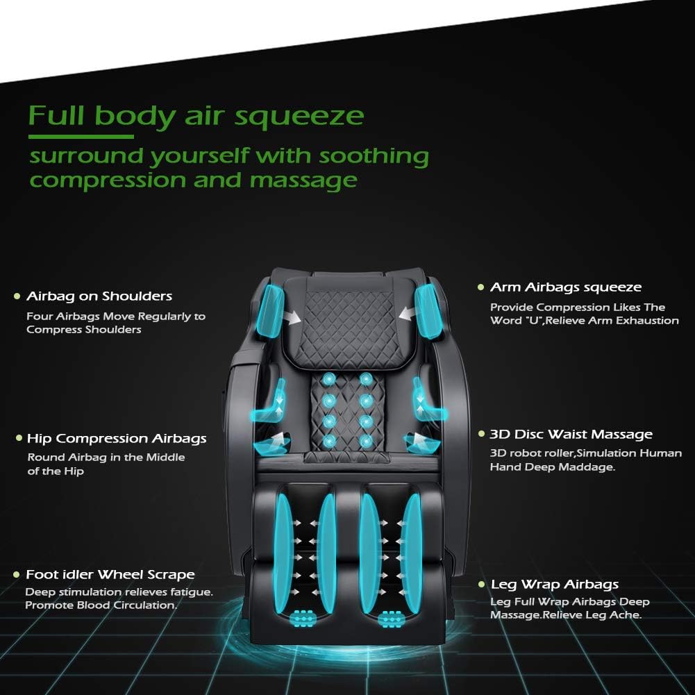 Real Relax Massage Chair,S-Track, Yoga Stretching, Zero Gravity Electric Massage，black: Furniture & Decor