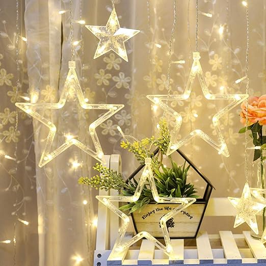 Amazon Com Libobo Led Stars Christmas Hanging Curtain Lights
