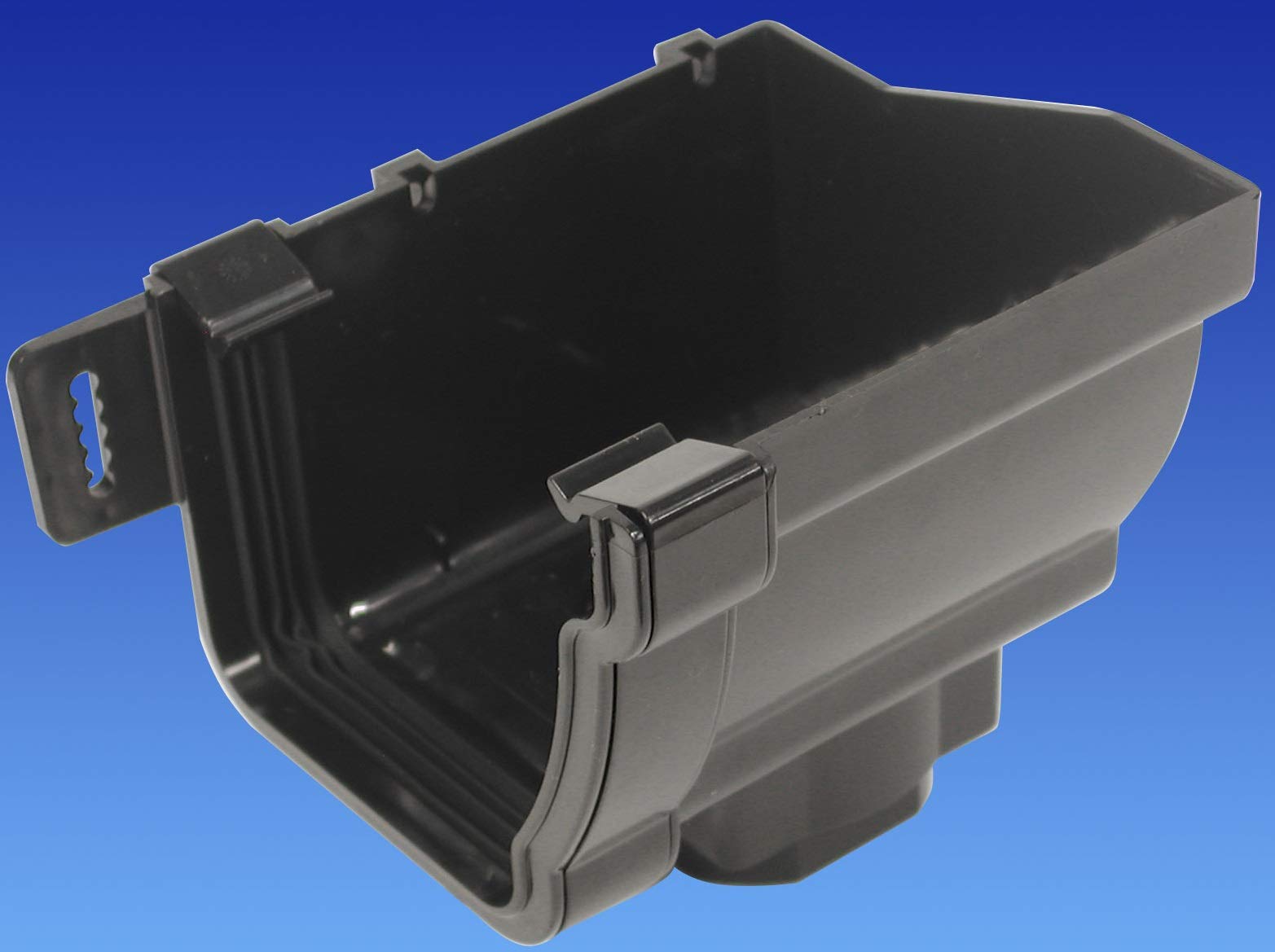 OSMA 8T808B Black 111mm Stopend Outlet Right Hand for Stormline Ogee Gutter System