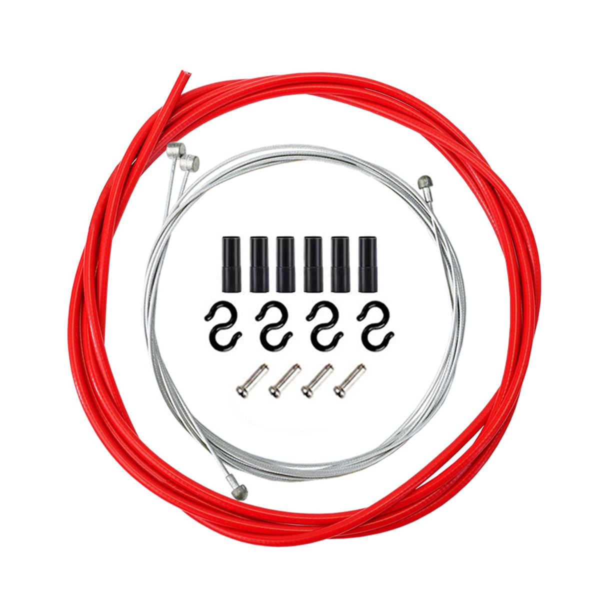 Tiardey Bicycle Brake Cable Set, Bicycle Brake Cable Inner Cable Set, Mounted End Caps, for Mountain Bike, Road Bike, Bicycle