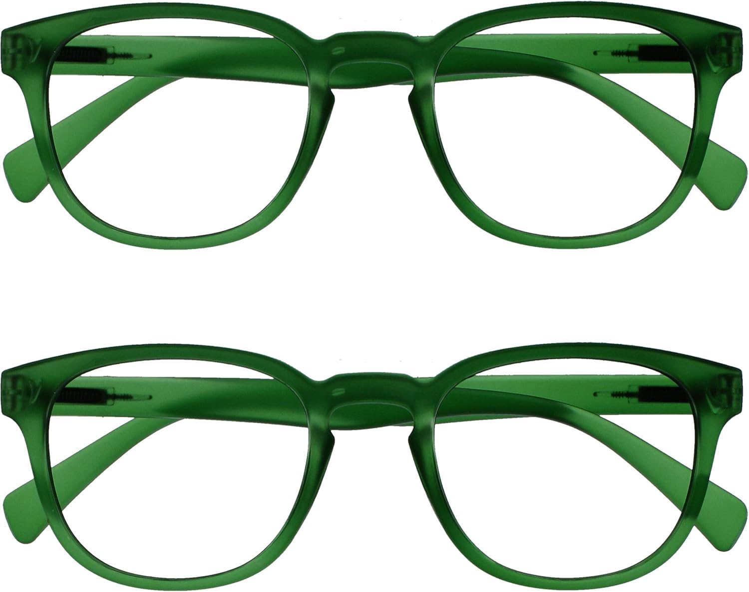 OPULIZE POP Reading Glasses for Women Men,Scratch Resistant Round Matt Frame with Spring Hinges, Green +3.50 (Pack of 2)