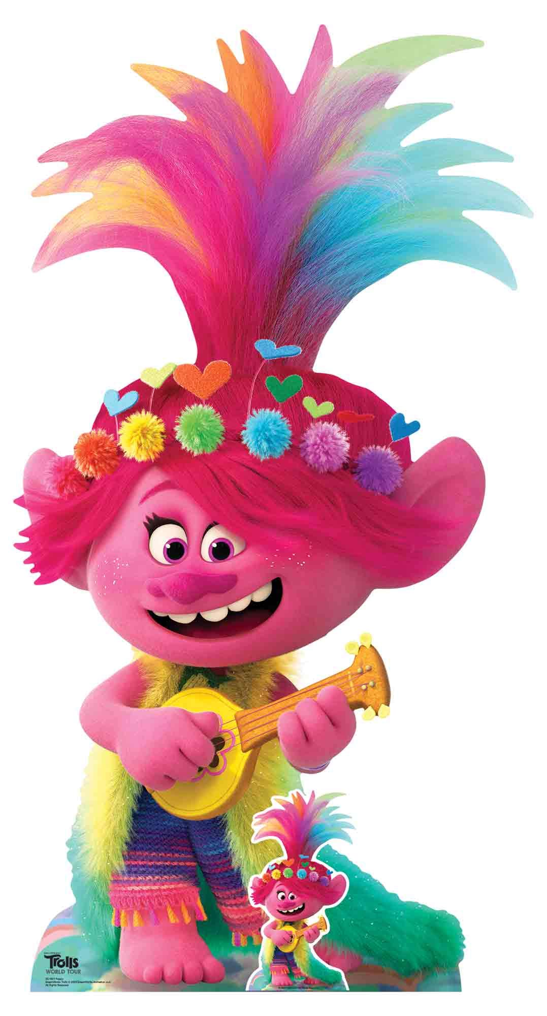 SC1601 Poppy Ukulele/Guitar Trolls World Tour Lifesize Cardboard Cutout/Decoration Height 160cm Width 86cm
