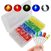 500 Pcs 5mm LED Light Emitting Diode Assortment Kit for DIY PCB Circuit | Low Voltage, Diffused Diode, For DIY PCB Circuit, Indicator Lights