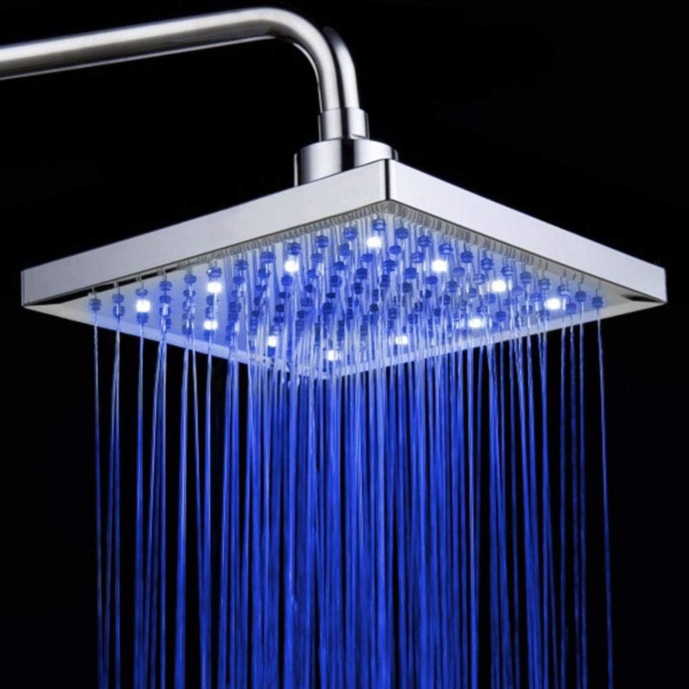Dixinla Blue LED Top Shower Head Overhead Spray Head Sprinkler 20cm