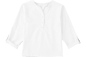 V Neck Linen Shirt for Girls Long Sleeve Button Down Lightweight Breathable Holidays Top Kids Trendy Summer Beach Blouse