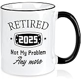Slugeren Retirement Gifts for Women Men, Retired 2025 Not My Problem Anymore Coffee Mug 11Oz, Retirement Gift for Retiree Grandpa Grandma Friend Coworker Boss Colleague Teacher Nurse, White