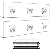 YASONIC 2-Pack Shower Caddy Adhesive Replacement - Transparent Shower Adhesive Strips, No Drilling Hooks for Bath Storage Shelves, Kitchen Racks, Basket &amp; Soap Holder
