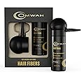 OMWAH Natural Hair Fibers for Thinning Hair - 2-in-1 Kit 27.5g Bottle - Natural Undetectable Thick Hair Fibers & Spray Applicator Pump Nozzle, Conceals Hair Loss (Dark Brown)