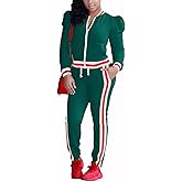 Akmipoem Women's 2 Pieces Outfits Long Sleeve Zipper Jacket and Pants Set Tracksuits