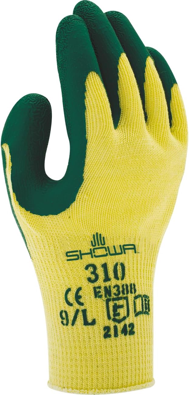 SHOWA 310 Green Latex Palm Coated Work Gloves M