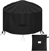 OKPOW Fire Pit Cover Round 90cm Waterproof 600D UV Resistant Black view 6