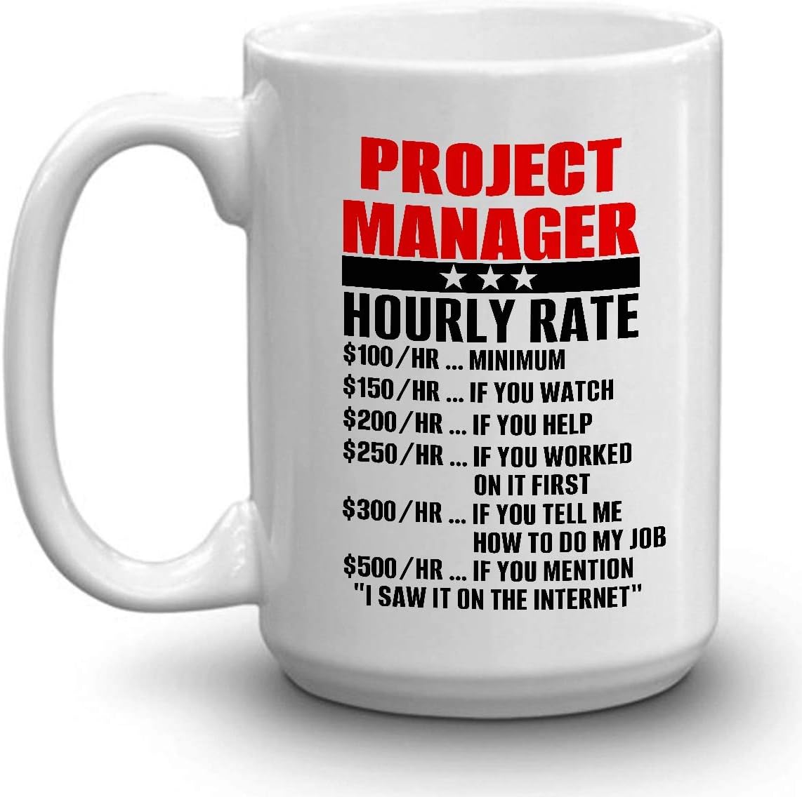 Amazon PROJECT MANAGER Mug PROJECT MANAGER HOURLY RATE Funny 