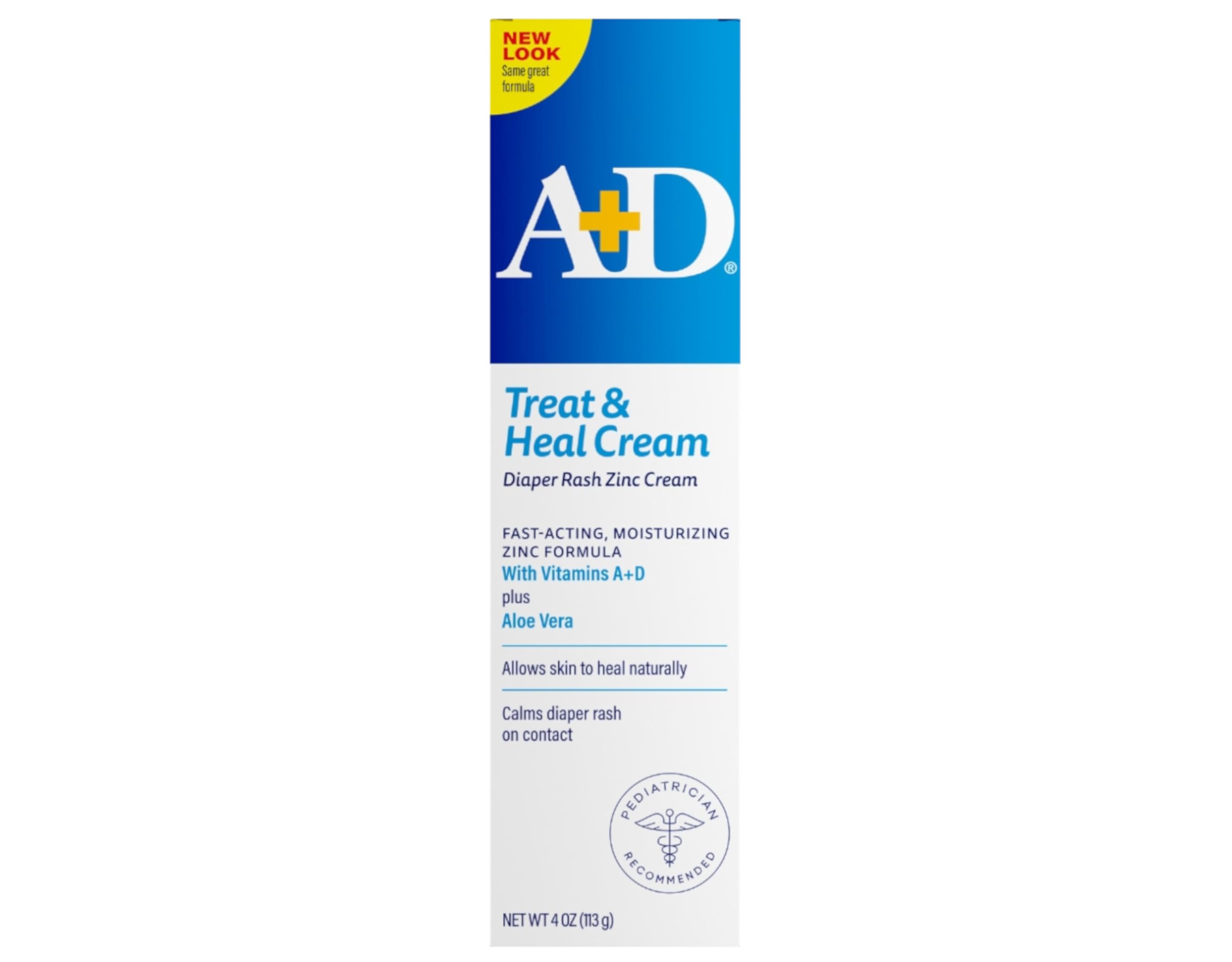 A+D Treat & Heal Zinc Oxide Diaper Rash Cream - 4 oz (113 g), Pack of 2