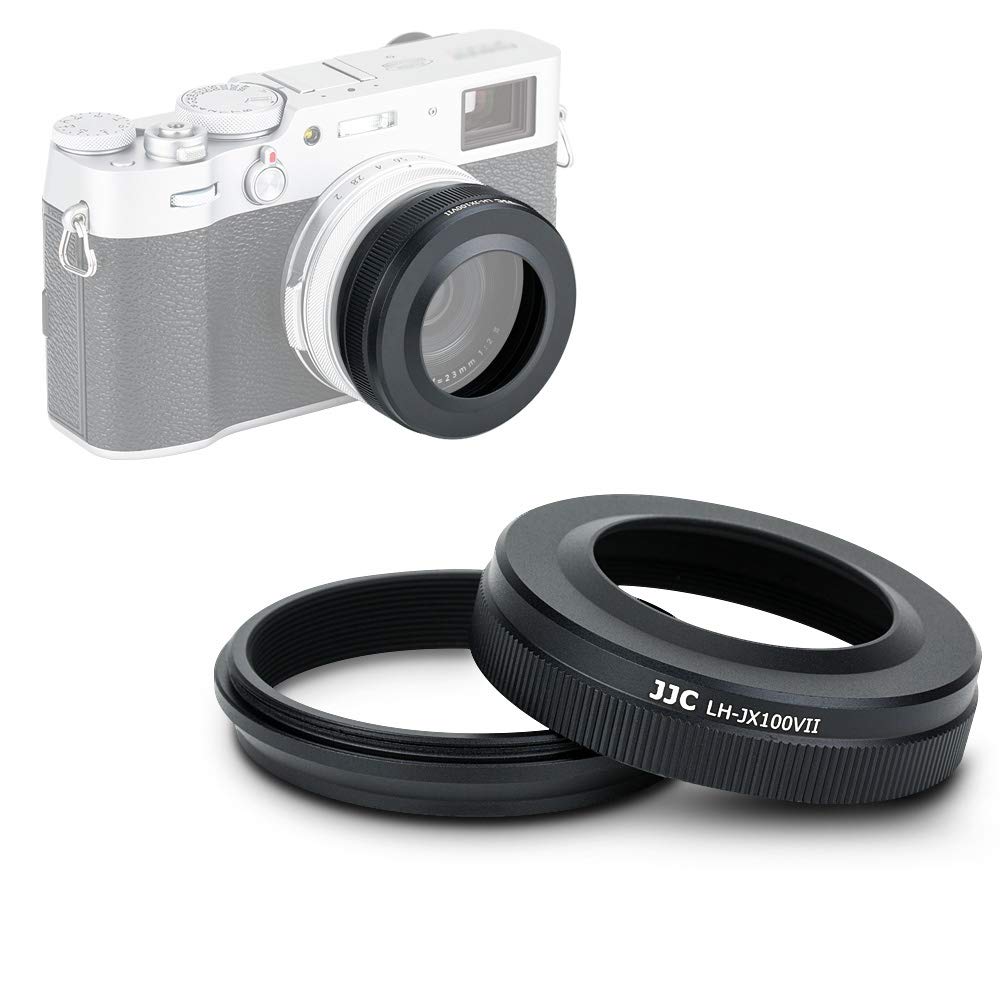 JJC Metal Lens Hood with Adapter Ring for Fujifilm Fuji X100VI X100V X100S X100T X100F Cameras, Replaces Fujifilm LH-X100 Lens hood and AR-X100 Adapter Ring, Reduce Lens Flare - Protect Lens (BLACK)