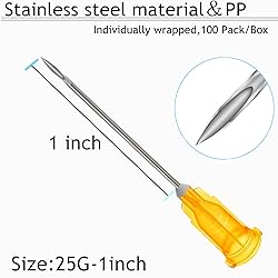 100 Pack Disposable 2.5ml/cc Lab Syringes with 25Ga