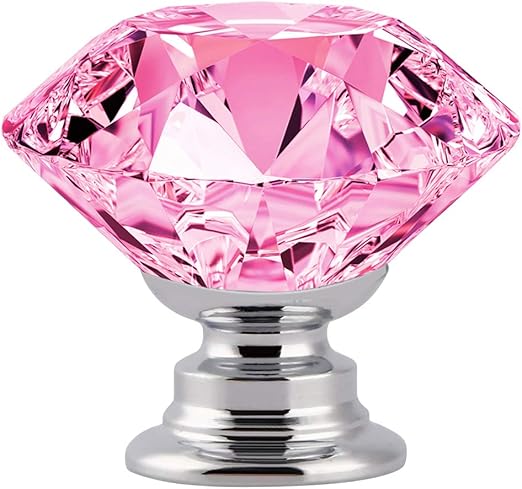 Protocol 12 Pcs 30mm Pink Glass Cabinet Dresser Crystal Knob