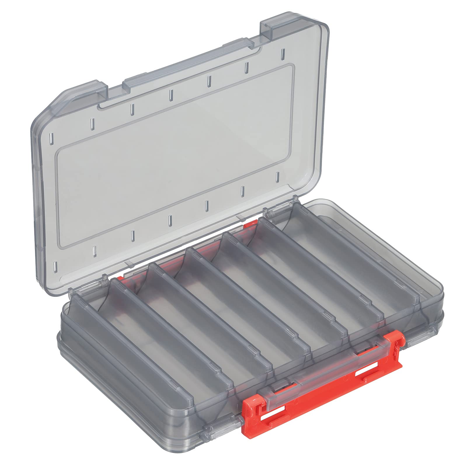 PATIKIL Two-Sided Plastic Box Fishing Lure Storage Container 14 Grids Fish Tackle Organizer, Gray