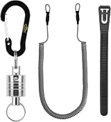SF Magnetic Net Release Holder Aluminum Alloy Hook Coiled Lanyard Silver