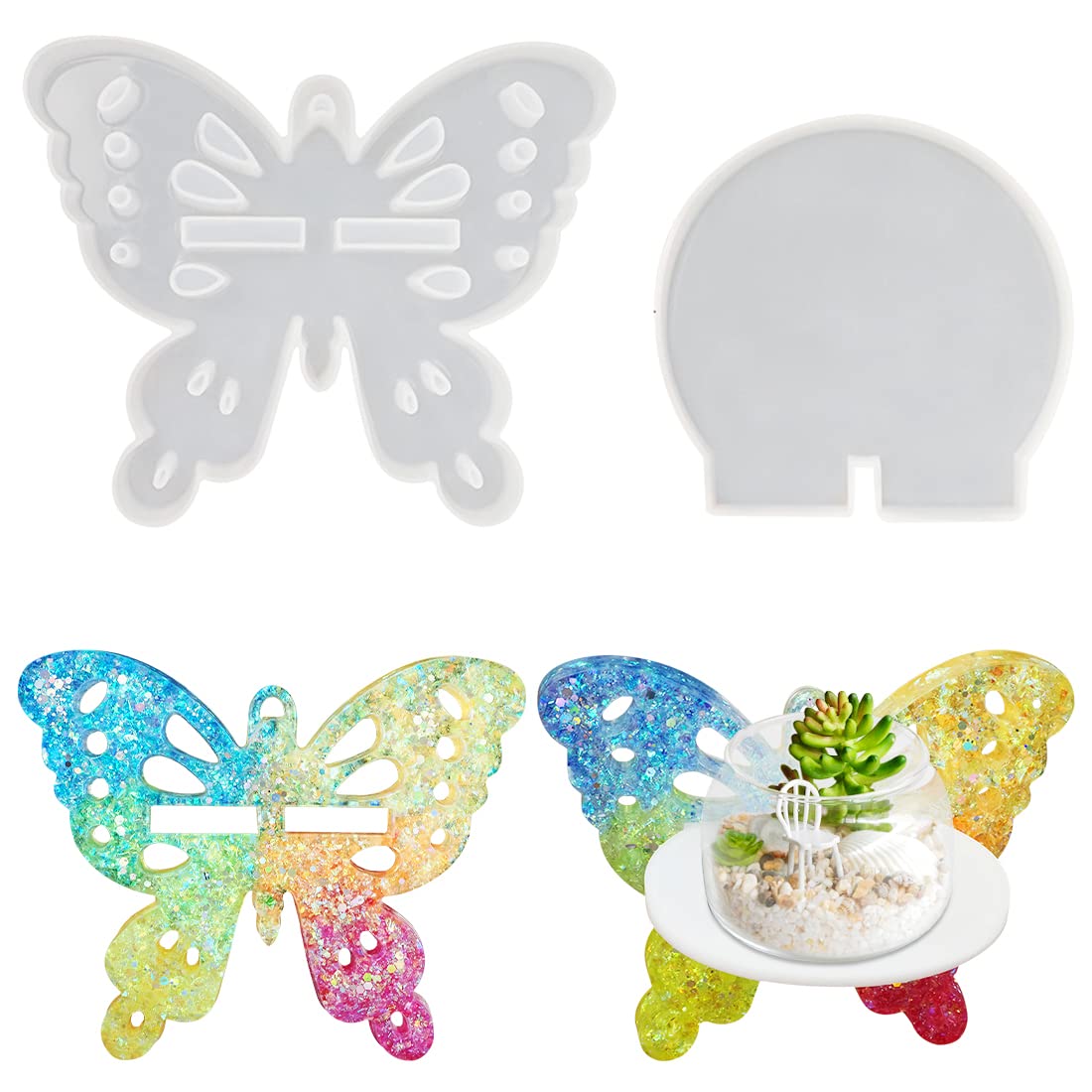 Voyyphixa Epoxy Resin Molds Big Butterfly Storage Rack Wall Hanging Shelf Silicone Molds for Cosmetic Jewelry Storage Flower Plant Display Racks Molds DIY Crafts Home Decorations Casting Tools