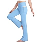 HASMES Girls Flare Leggings with Pockets Kids Bell Bottom High Waisted Flare Yoga Pants for Dance Activewear