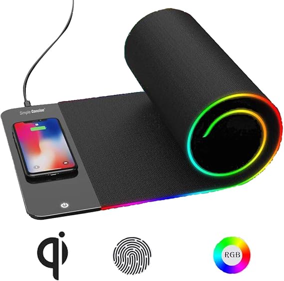Wireless Charger With Mouse Pad and Keyboard pad Qi 3 in 1 with RGB led
