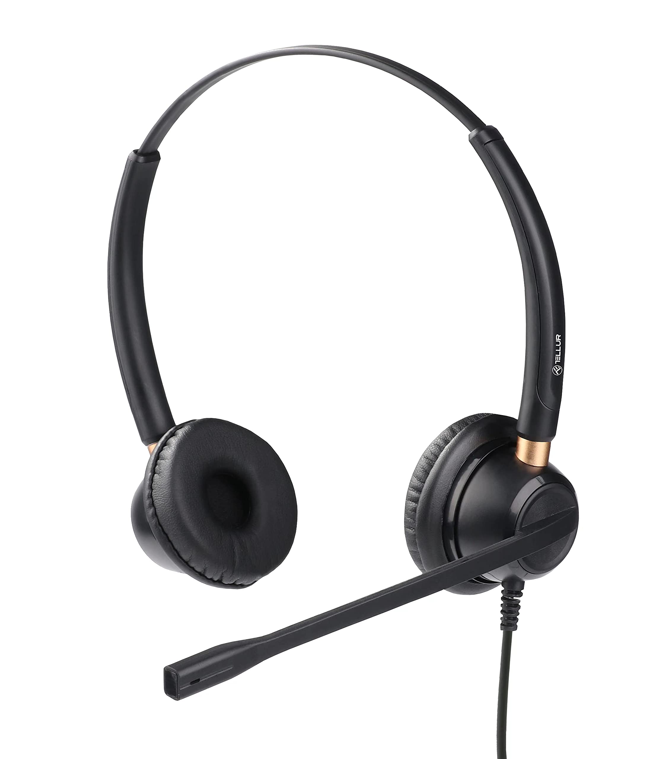 TELLUR Voice 520 Headphones with Microphone for Computer, QD Connection, ENC-Environmental Noise Cancellation, Binaural, USB, Online Remote Control, Offices and Call Centers, Black