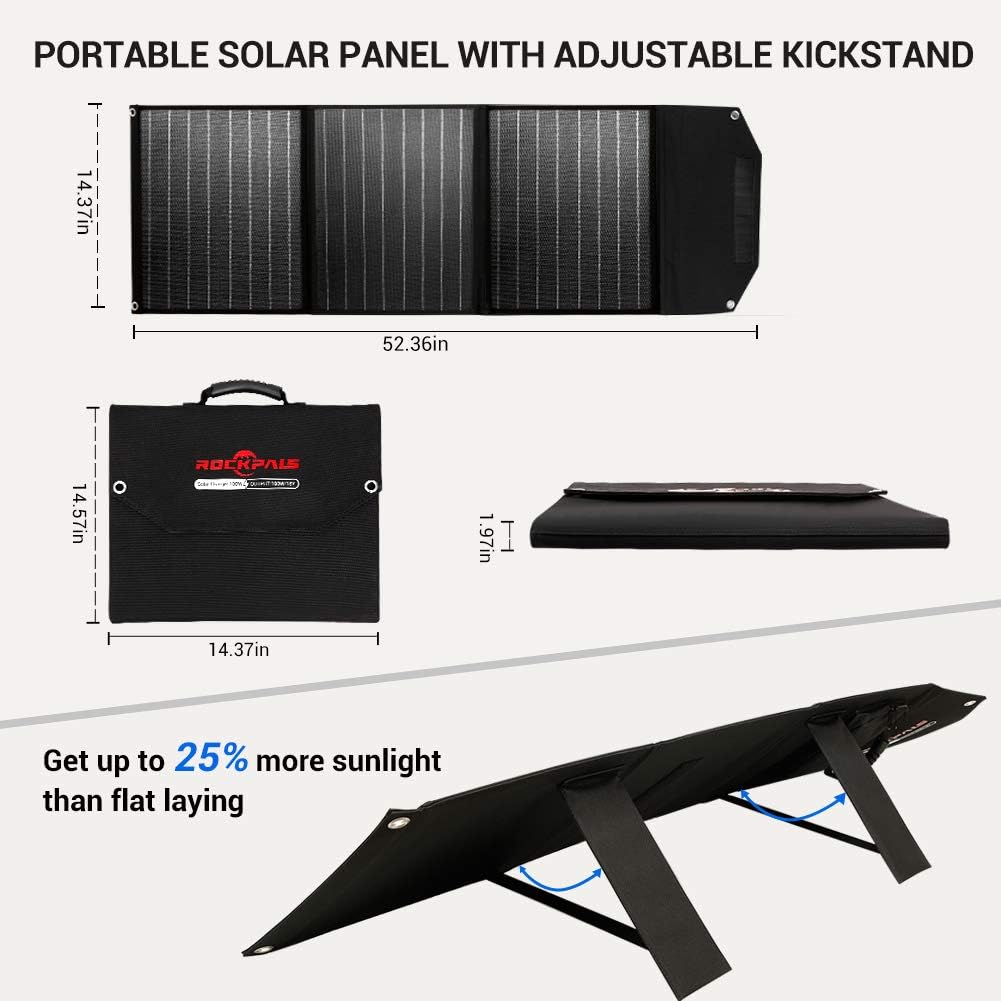 ROCKPALS RP081 60w Portable Solar Panel with Parallel Cable, Kickstand, USB-C and QC 3.0, Upgraded Foldable Solar Panel Charger for Jackery Power Station : Electronics