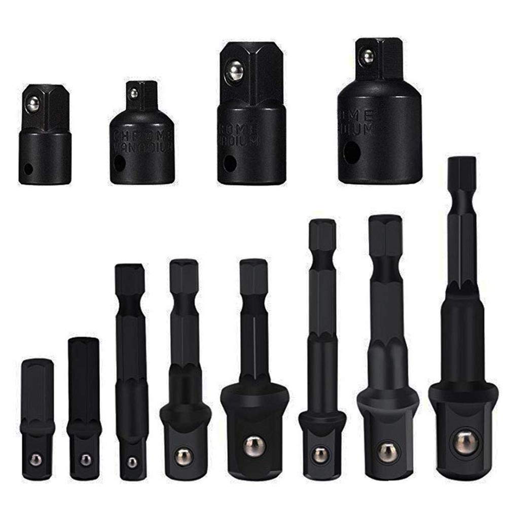 3-teiliger Stecknuss-Adapter Für Bohrmaschinen – Wandelt 1/4'' Auf 3/8'' & 1/2'' Um, 360° Drehbar, Aus Chrom-Vanadium-Stahl, Für Schrauben, Muttern & Schnelles Arbeiten