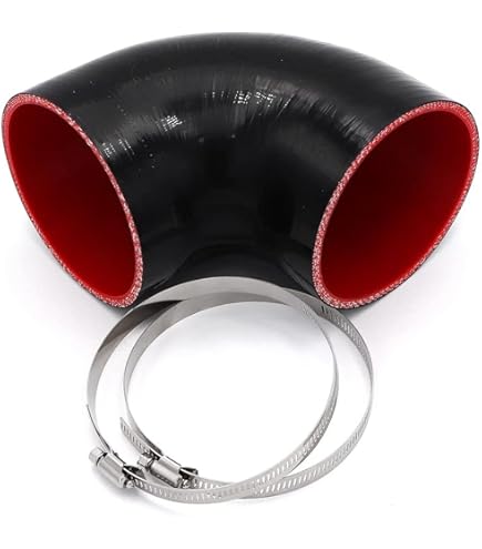 4 In Silicone Hose 1.5" 4-Ply 45 Degree Silicone Elbow Coupler - Turbo/Intake Piping Hose In Black/Red 4 In Silicone Coupler - Foto 2