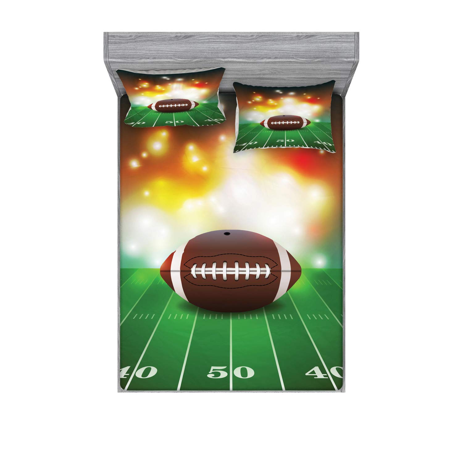 Ambesonne Football Decorations Fitted Sheet