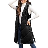 HEEKPEK Womens Puffer Vest Sleeveless Hooded Long Puffy Vests Zip Up Quilted Thick Winter Jackets Outerwear with Pockets