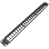 QiaoYoubang 1U Hinged 24 Port Blank Keystone Patch Panel for 19" Rackmount | Metal UTP Unloaded Patch Panel with Cable Management, for Ethernet Cat6,Cat5, Cat5E Keystone Jacks or Multimedia (1U24PP)