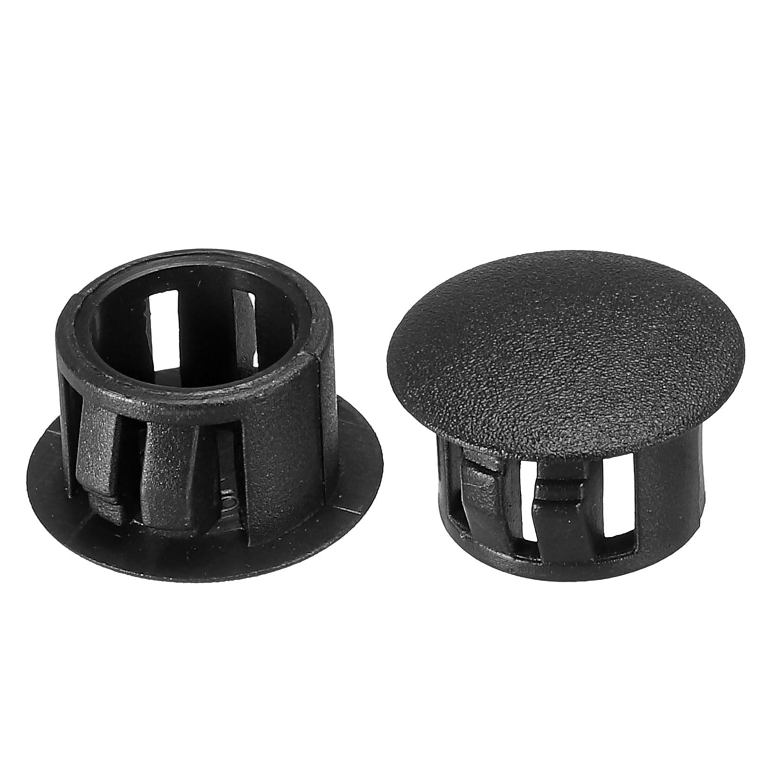 PATIKIL 13mm (1/2") Plastic Hole Plugs, 60Pcs Flush Type Round Hole Plugs Cover Snap in Locking Hole Tube for Table Kitchen Cabinet Furniture, Black
