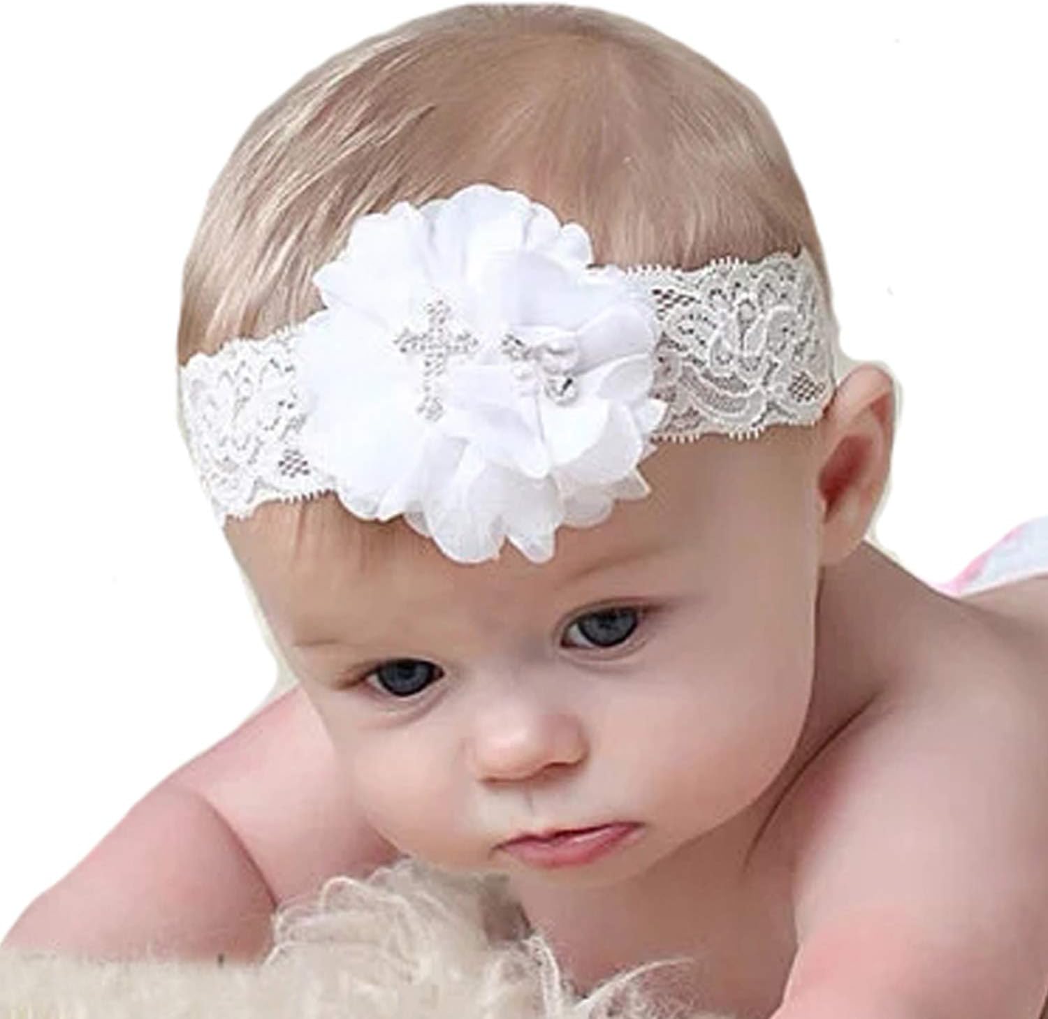 Lebo Baby Girl Lace Headbands with Bows Baptism Hairbands