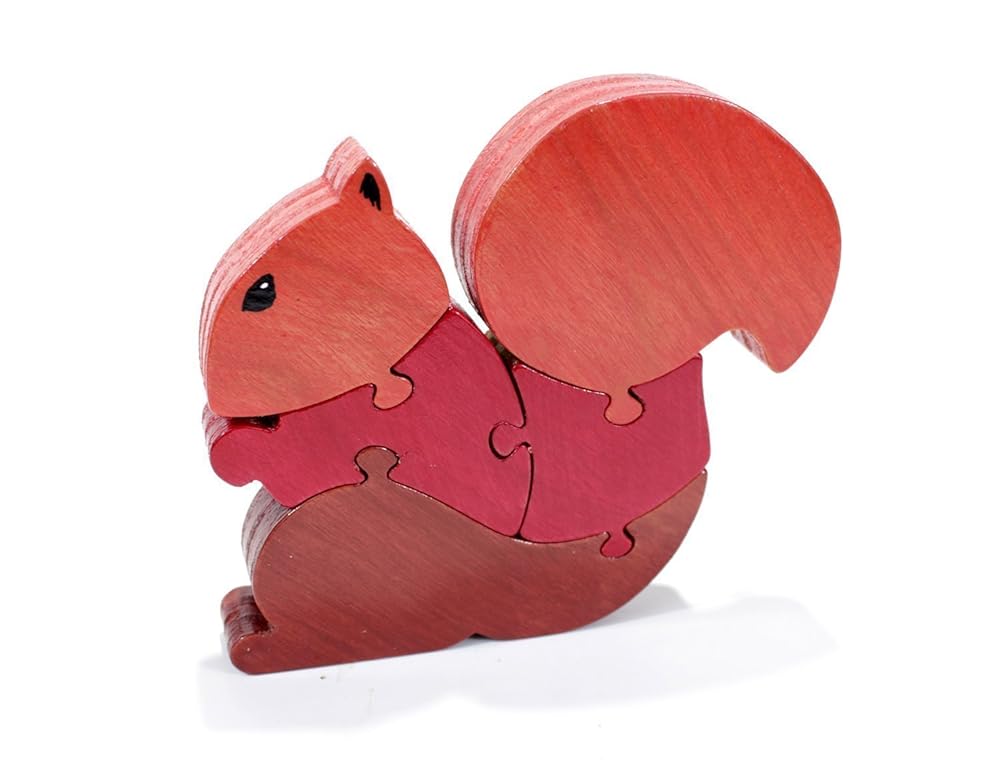 Squirrel Puzzle and Room Decor in Red Handmade