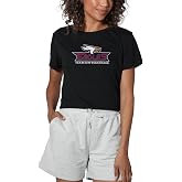 Official Collegiate Large Distressed Logo Women's Apparel Crop Top T-Shirt Collection, Black