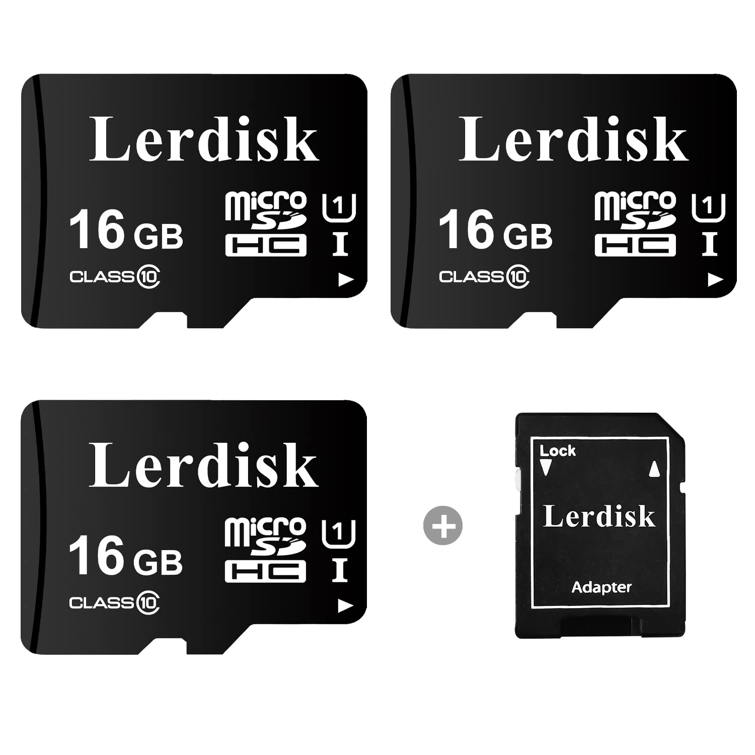 Lerdisk Factory Wholesale 3-Pack Micro SD Card 16GB U1 C10 UHS-I MicroSDHC Produced By 3C Group Authorized Licencee (16GB)