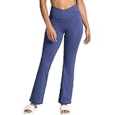 Gaiam Womens Crossover Waistband Flared Bottom Yoga Pant, Slim Fit, 31” Inseam, Moisture-Wicking