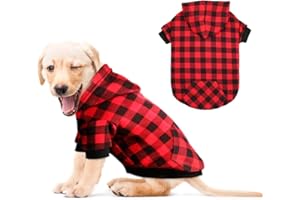MTLIEPTE Red Plaid Dog Hoodie Sweater for Dogs Pet Clothes with Hat and Pocket（XS）