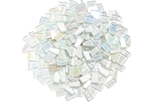 ZWCT White Mixed Irregular Mosaic Glass Mosaic Tiles Pieces, 300 Grams Mosaic DIY Set Adult Mosaic Set, Mosaic Crafts Mosaic Making Supplies